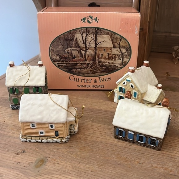 Currier & Ives Winter Homes Ornaments Set of 4 1987 Harry Peters - Picture 10 of 10